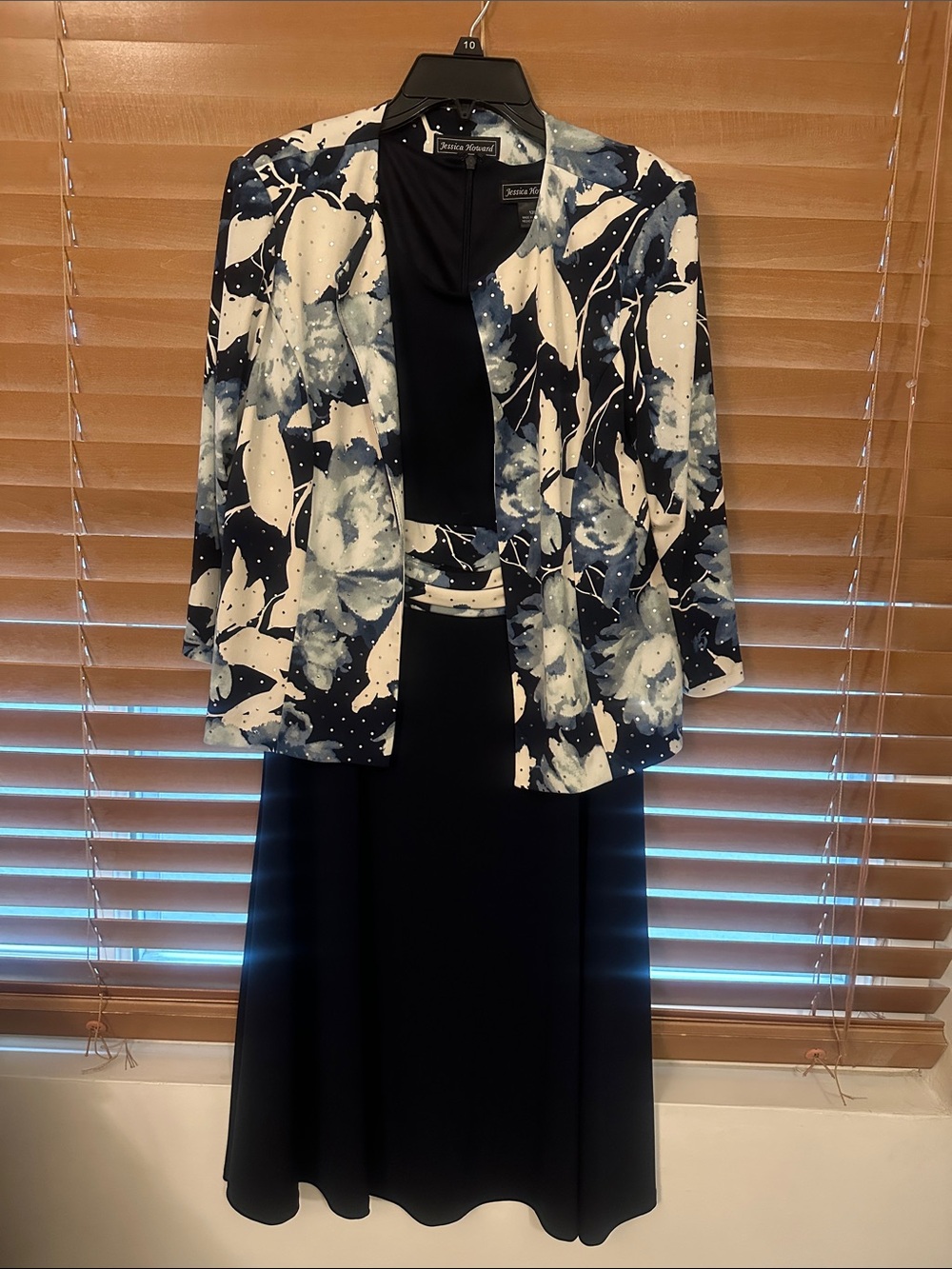 Jessica Howard Navy Dress with Floral Print Jacket